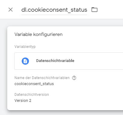 Create a custom variable for cookie banner