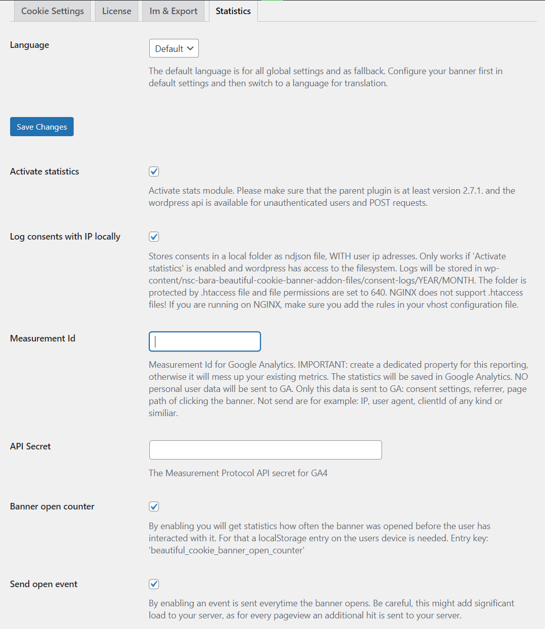 Consent Stats and Logging for WordPress Cookie Banner